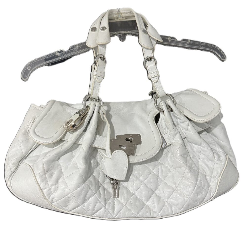 Moschino White Quilted Shoulder Bag